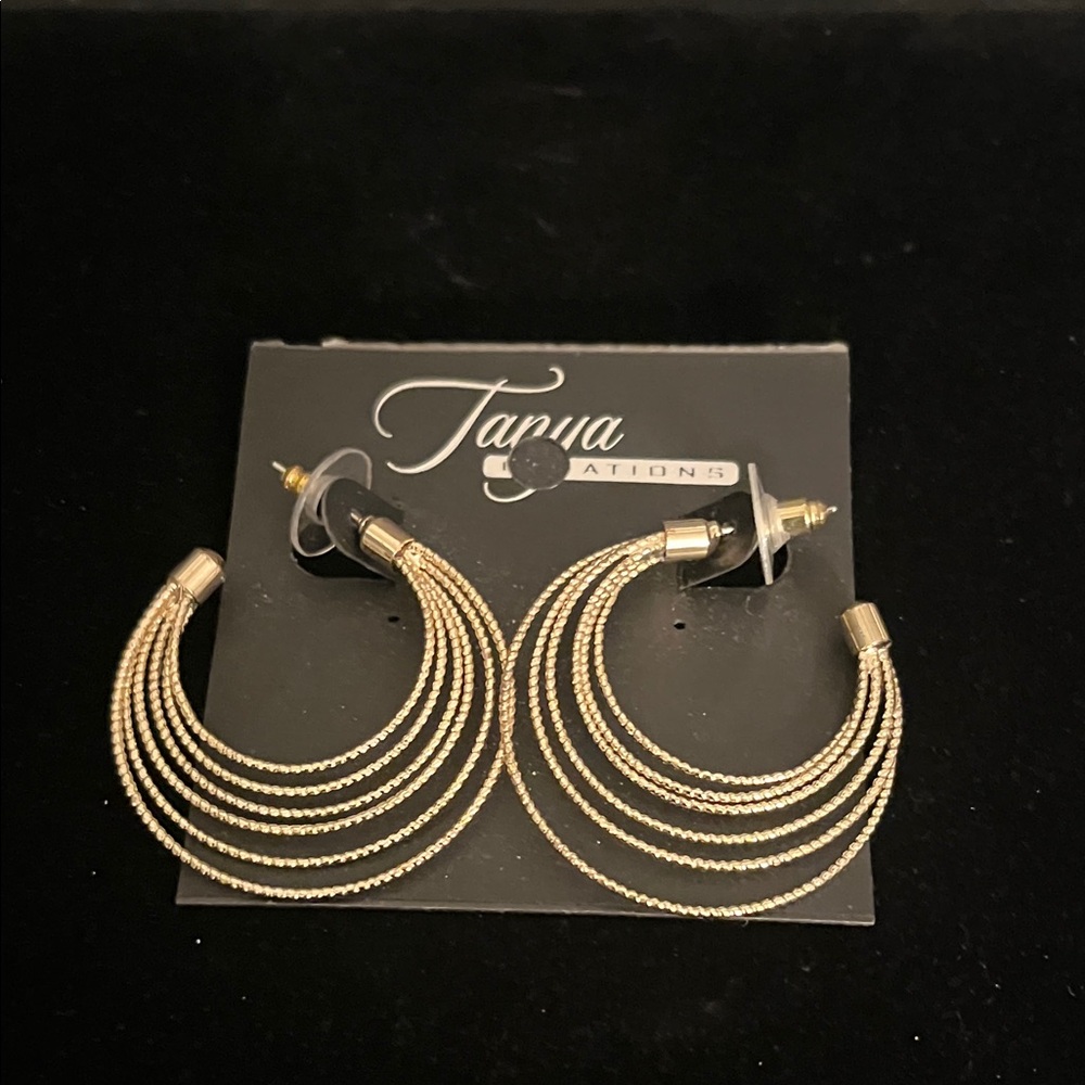 Gold Multi-Strand Hoop Earrings